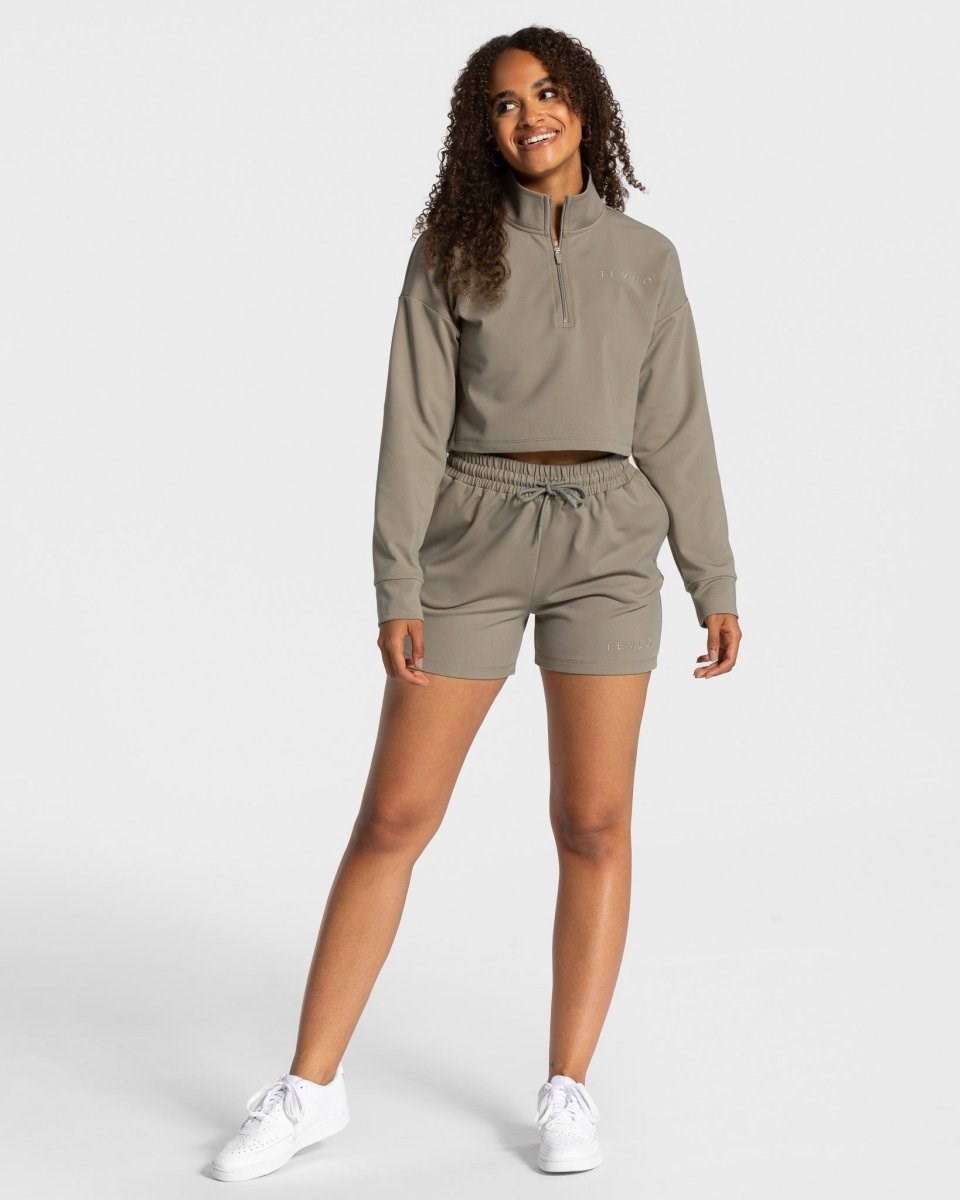 TEVEO Charming Oversized Shorts Khaki | 97328SUCH