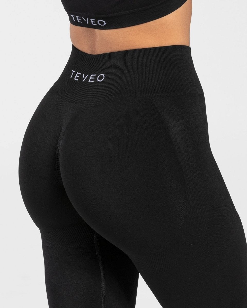 TEVEO Charming Scrunch Leggings Czarne | 90735AZIR