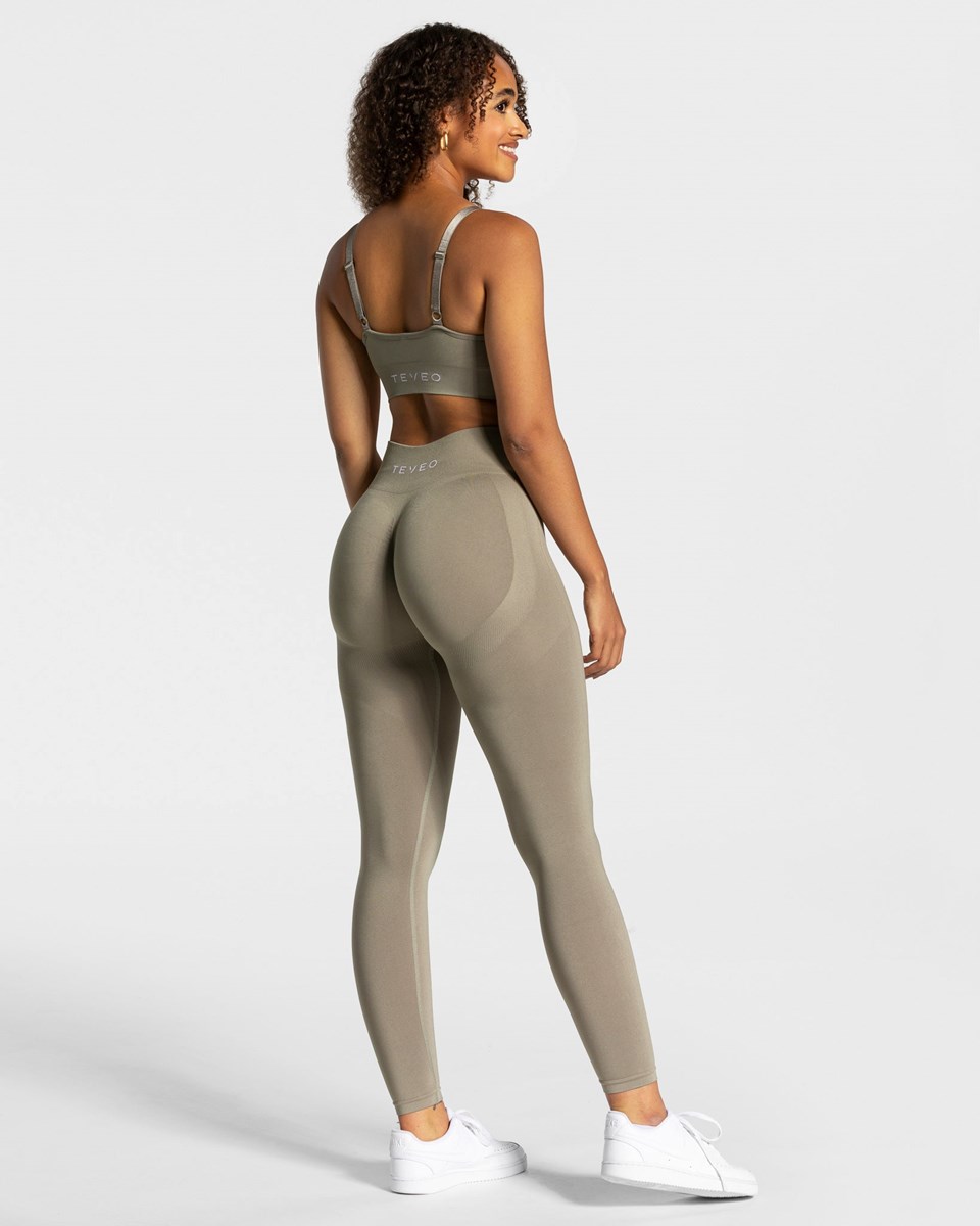 TEVEO Charming Scrunch Leggings Khaki | 43756HJIZ