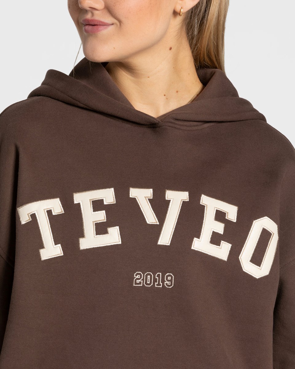 TEVEO College Oversized Hoodie Ciemny Brązowe | 43168TCSE