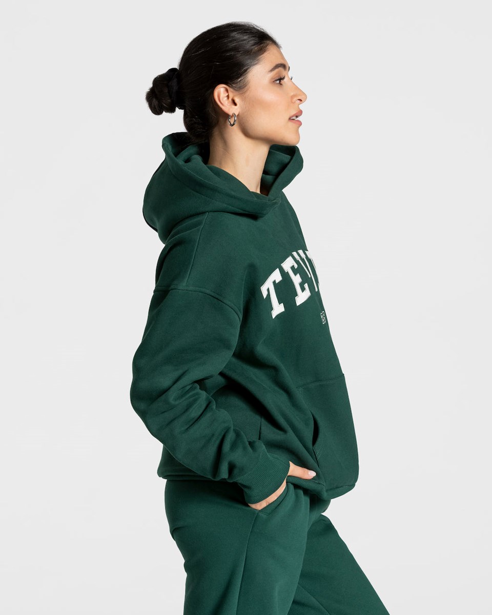 TEVEO College Oversized Hoodie Ciemny Zielone | 05892PKXL