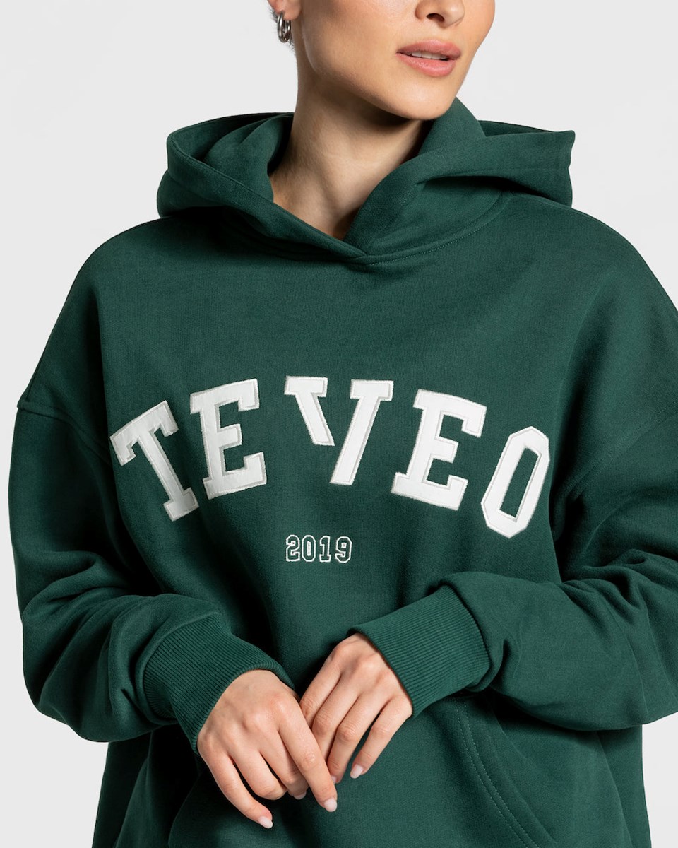 TEVEO College Oversized Hoodie Ciemny Zielone | 05892PKXL