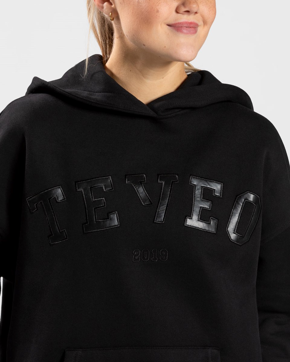 TEVEO College Oversized Hoodie Czarne | 78251OCTJ