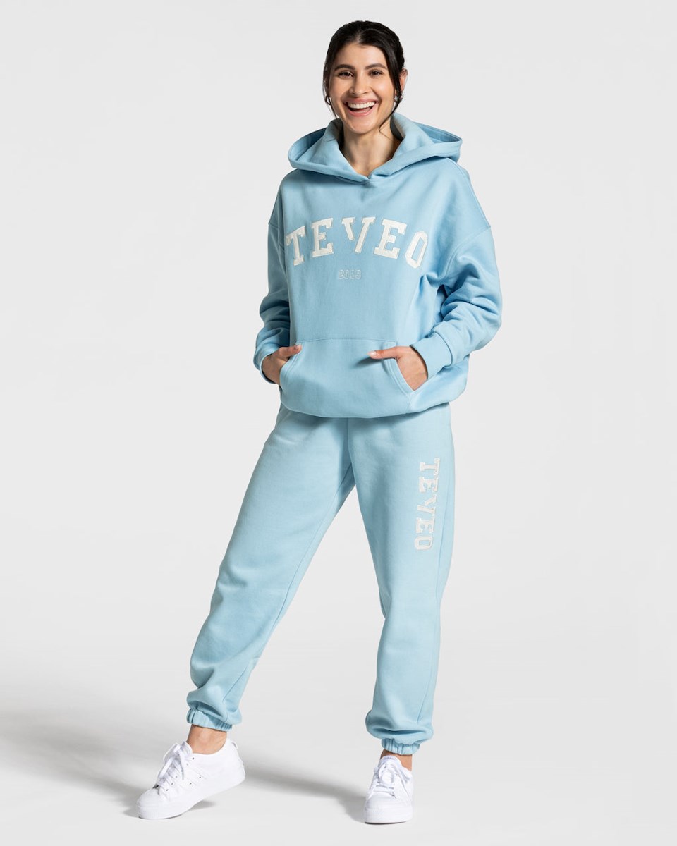 TEVEO College Oversized Hoodie Niebieskie | 20316RSPJ