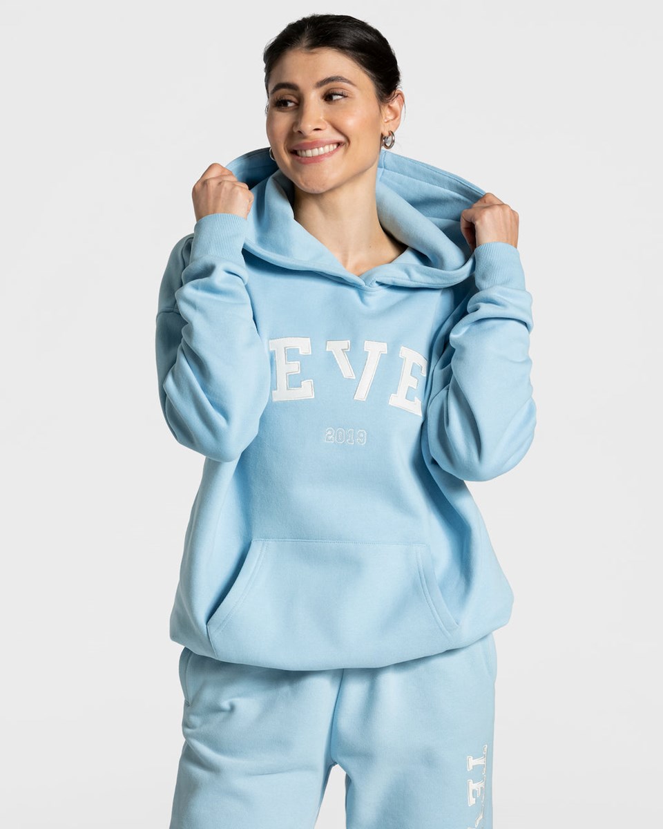 TEVEO College Oversized Hoodie Niebieskie | 20316RSPJ