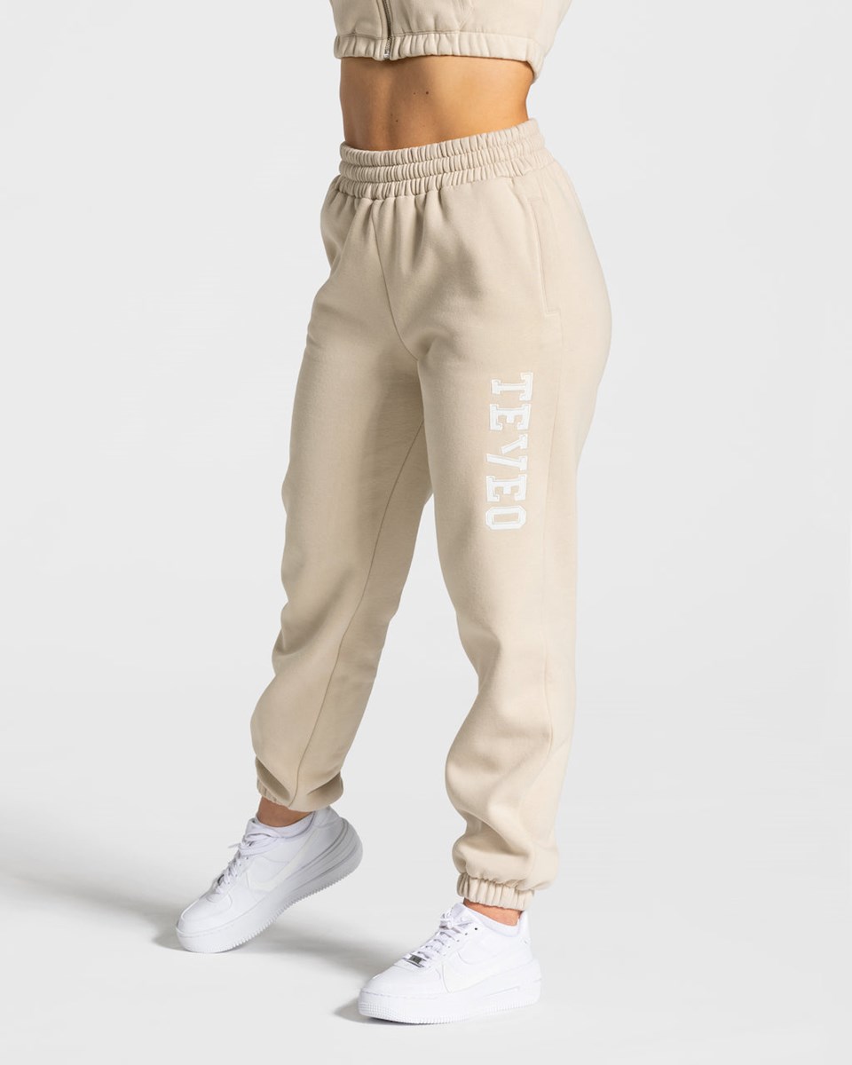 TEVEO College Oversized Jogger Beżowe | 69120DPIB