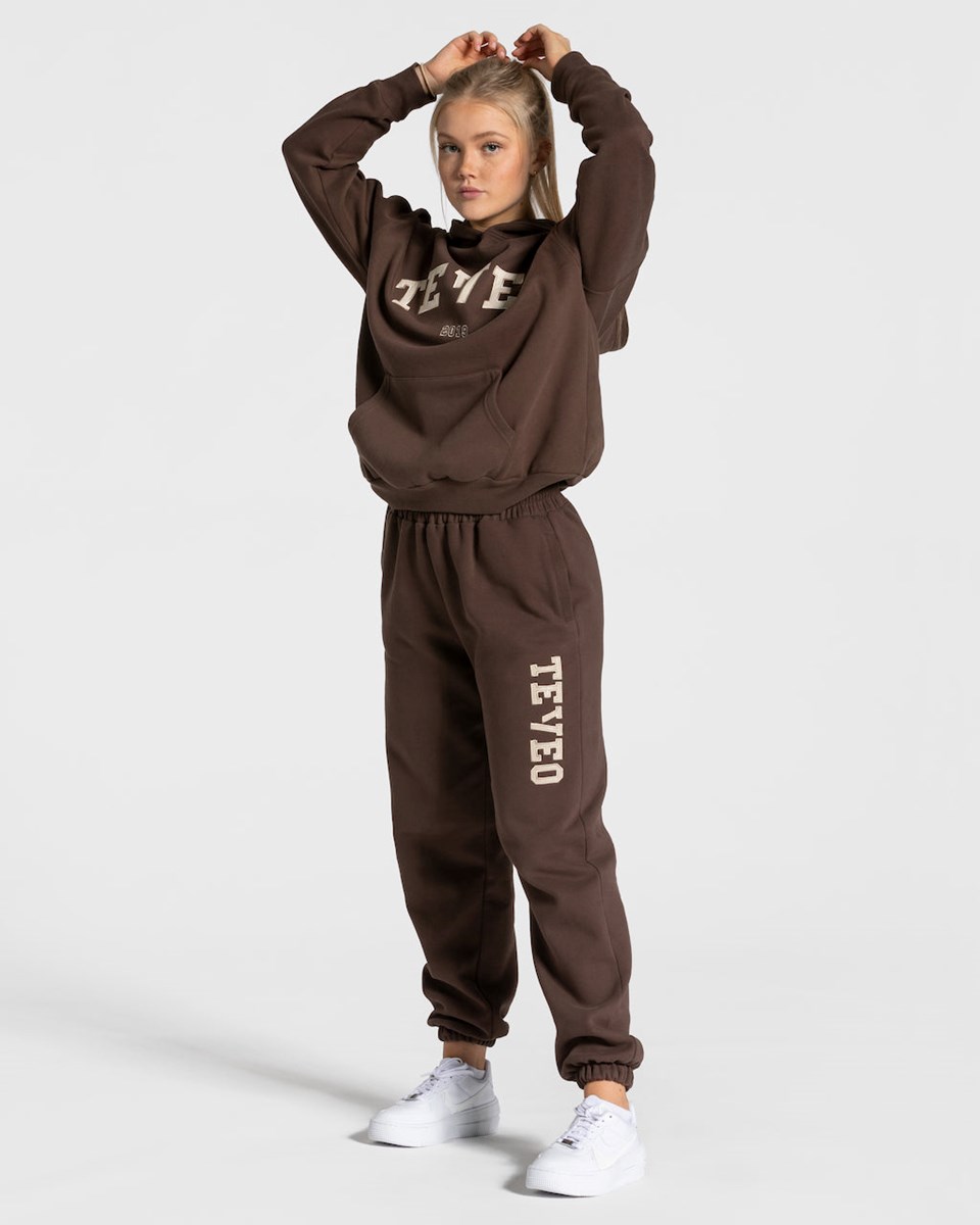 TEVEO College Oversized Jogger Ciemny Brązowe | 72851DGIF