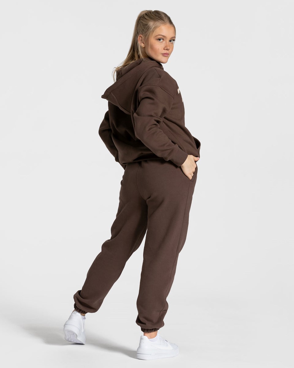 TEVEO College Oversized Jogger Ciemny Brązowe | 72851DGIF