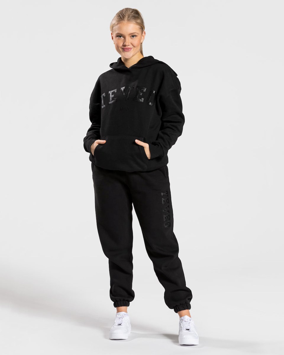 TEVEO College Oversized Jogger Czarne | 86120ZGAL