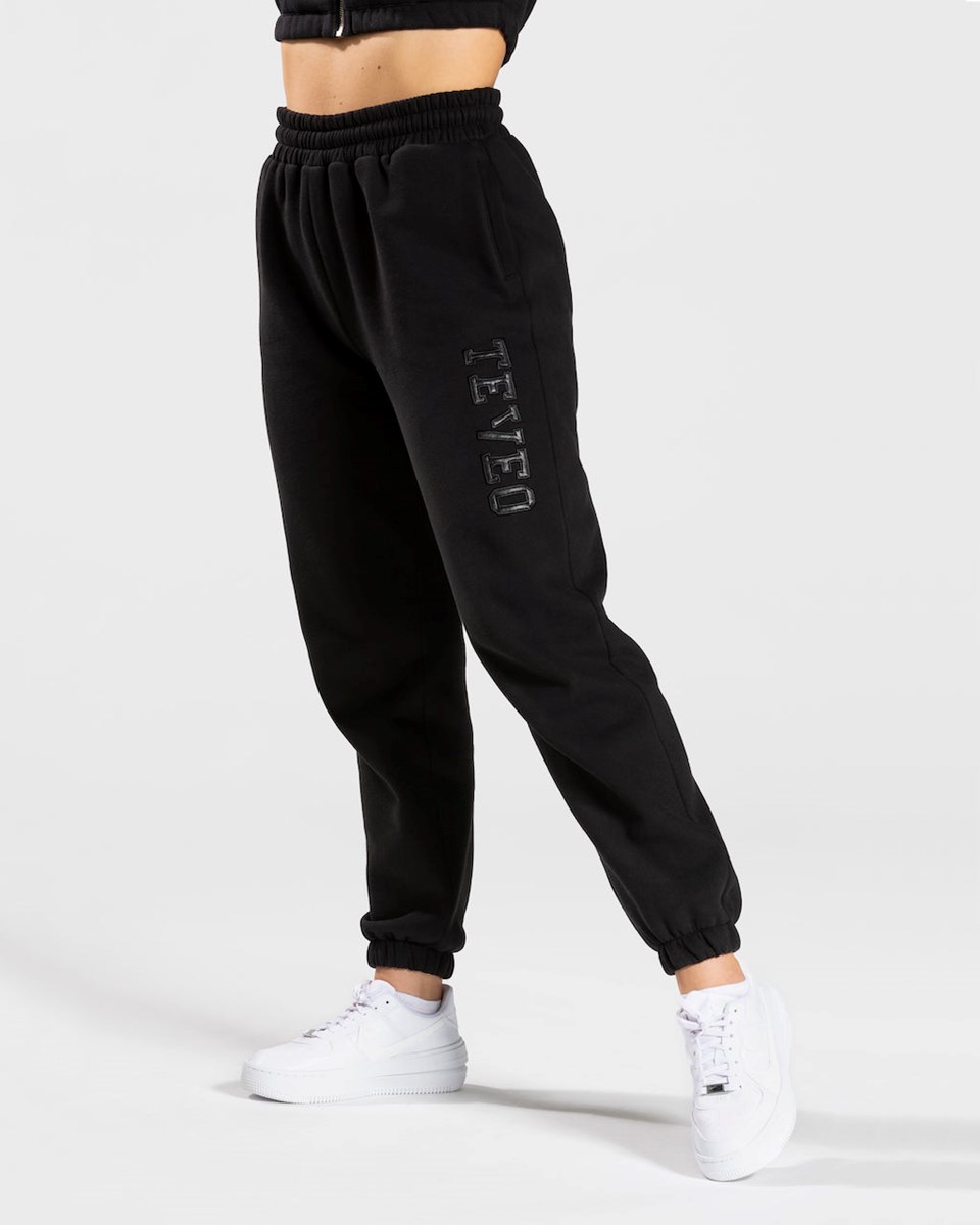 TEVEO College Oversized Jogger Czarne | 86120ZGAL