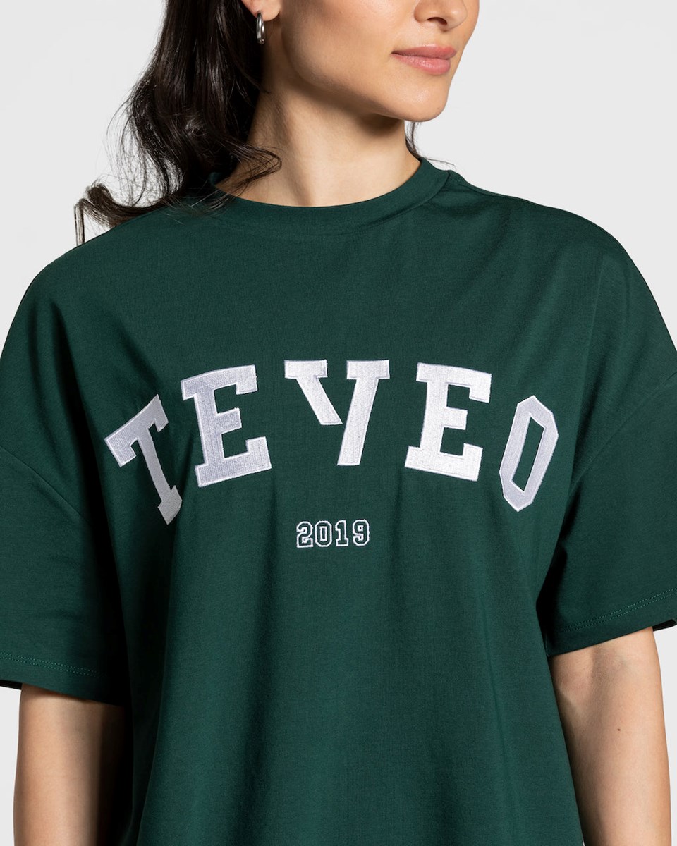 TEVEO College Oversized T-Shirt Ciemny Zielone | 41025DTEO