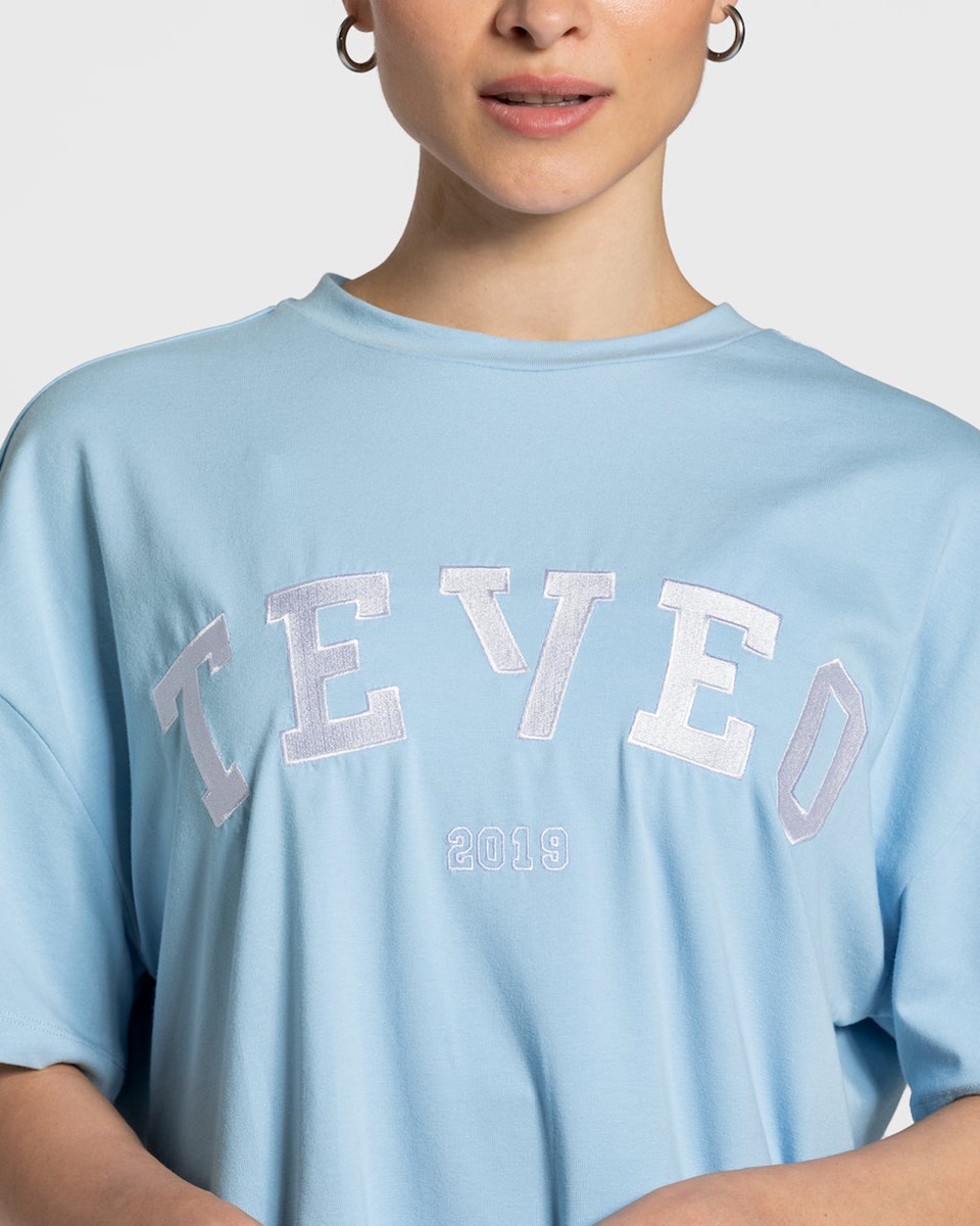 TEVEO College Oversized T-Shirt Niebieskie | 59310EYWG