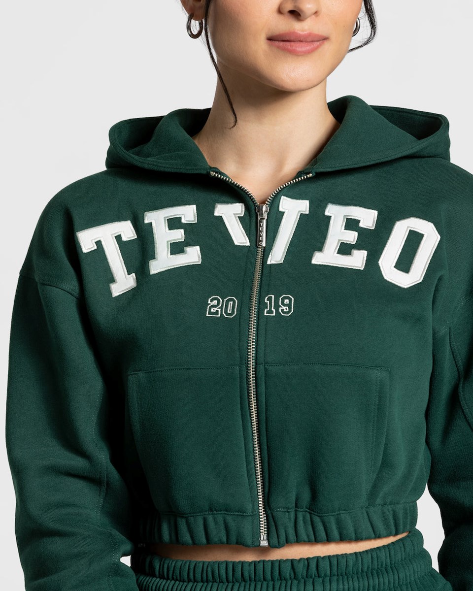 TEVEO College Zip Hoodie Ciemny Zielone | 16247AFQS