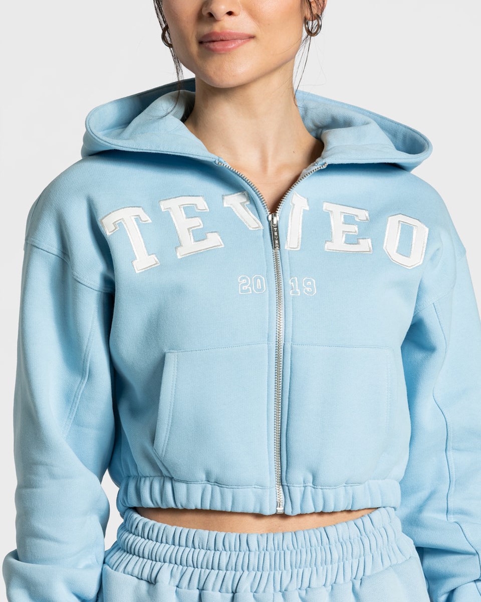 TEVEO College Zip Hoodie Niebieskie | 70286WYVG