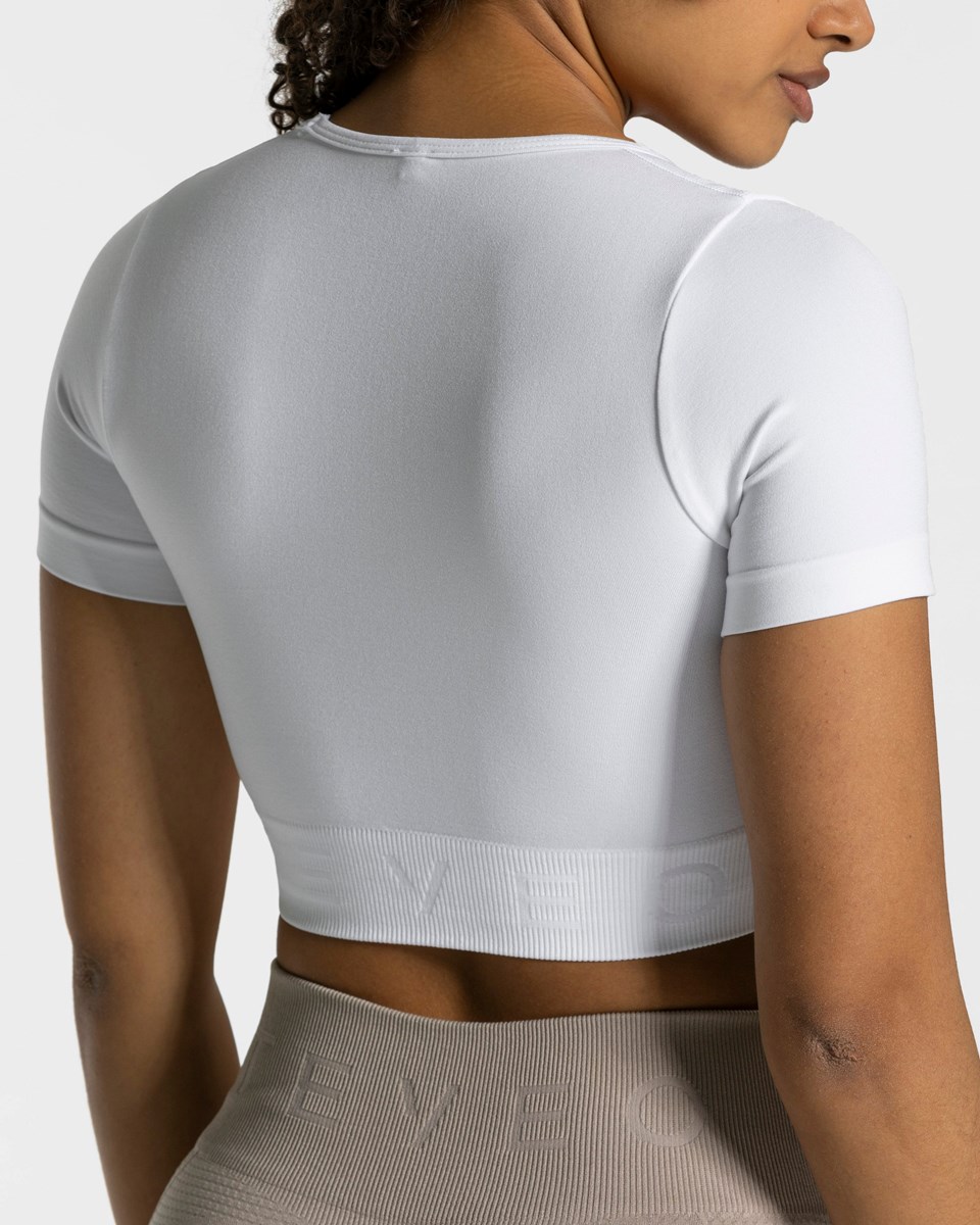 TEVEO Focus Crop Top Białe | 39148UVEF