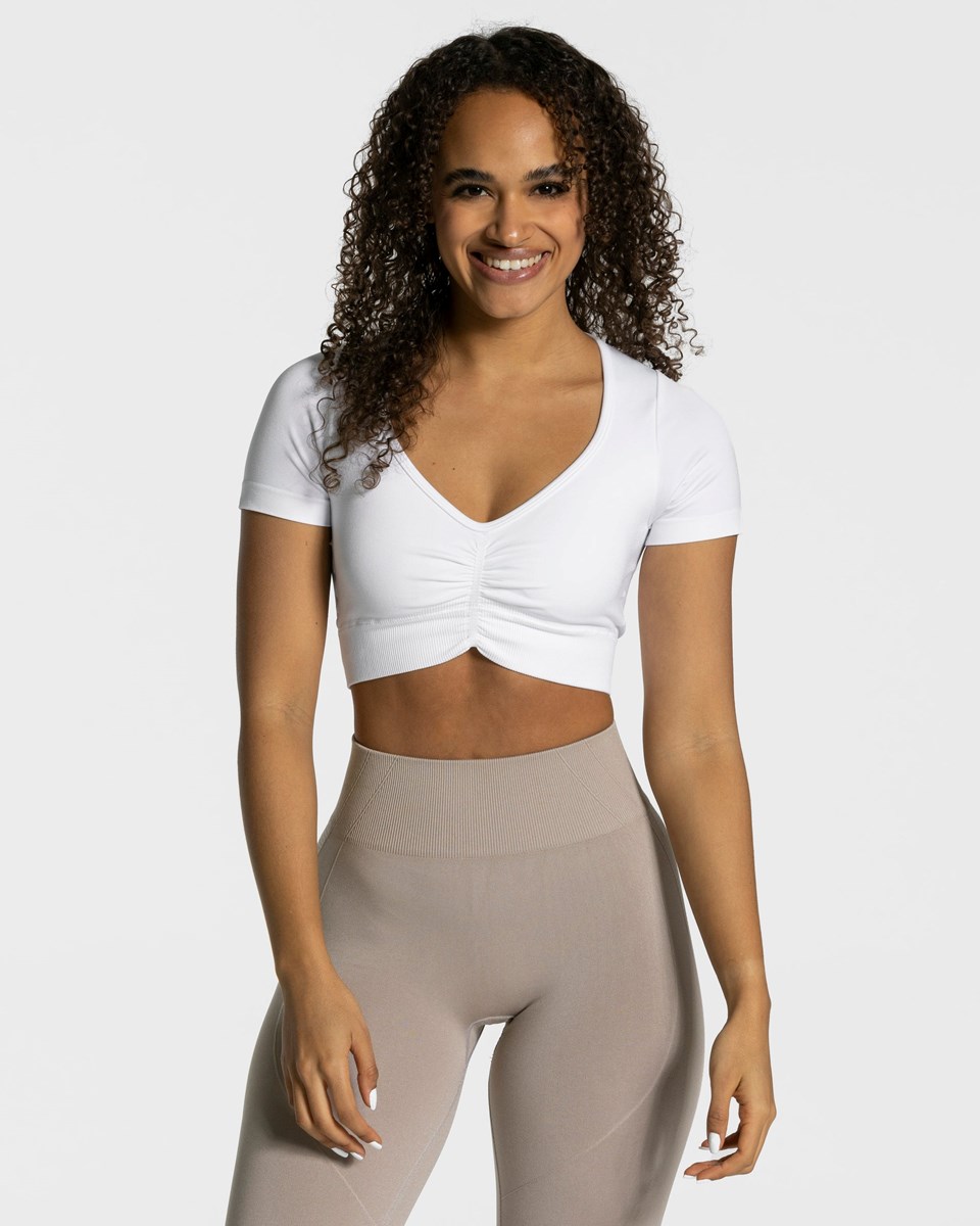 TEVEO Focus Crop Top Białe | 39148UVEF