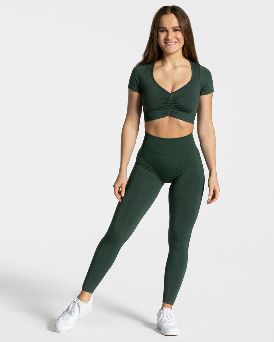 TEVEO Focus Crop Top Ciemny Zielone | 96148XUNR