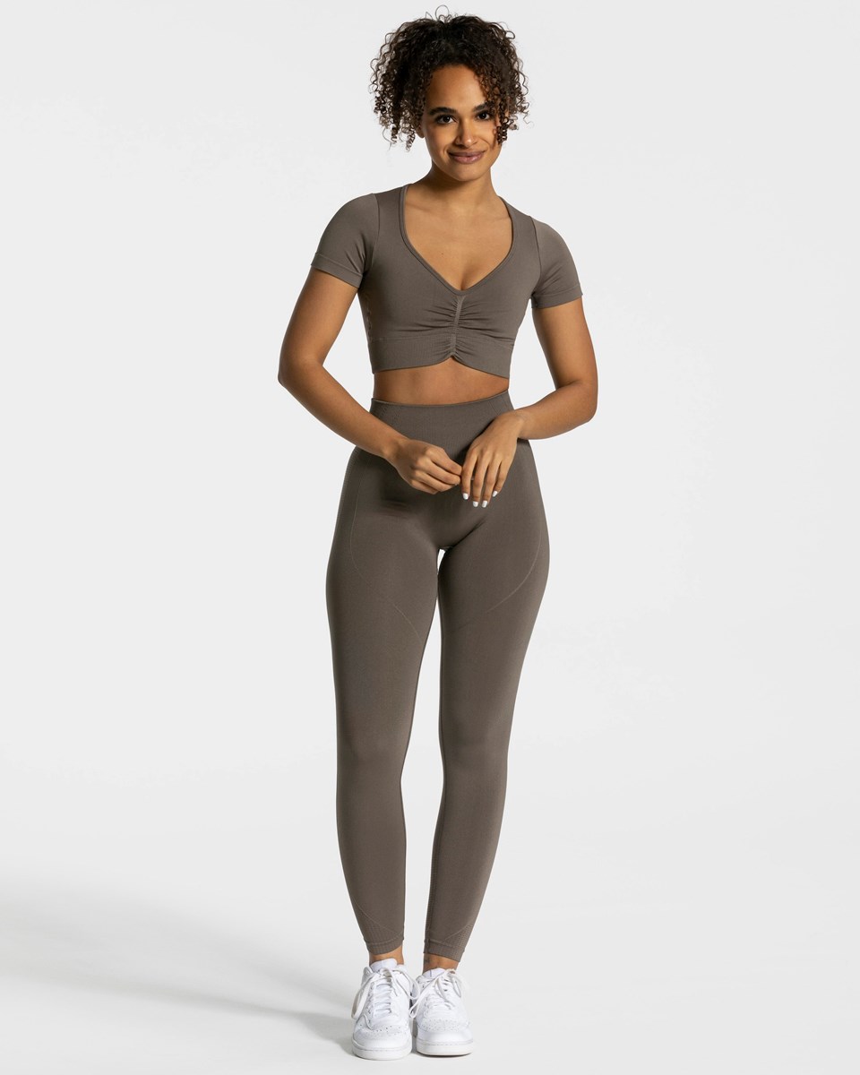 TEVEO Focus Crop Top Taupe | 45362LVXF