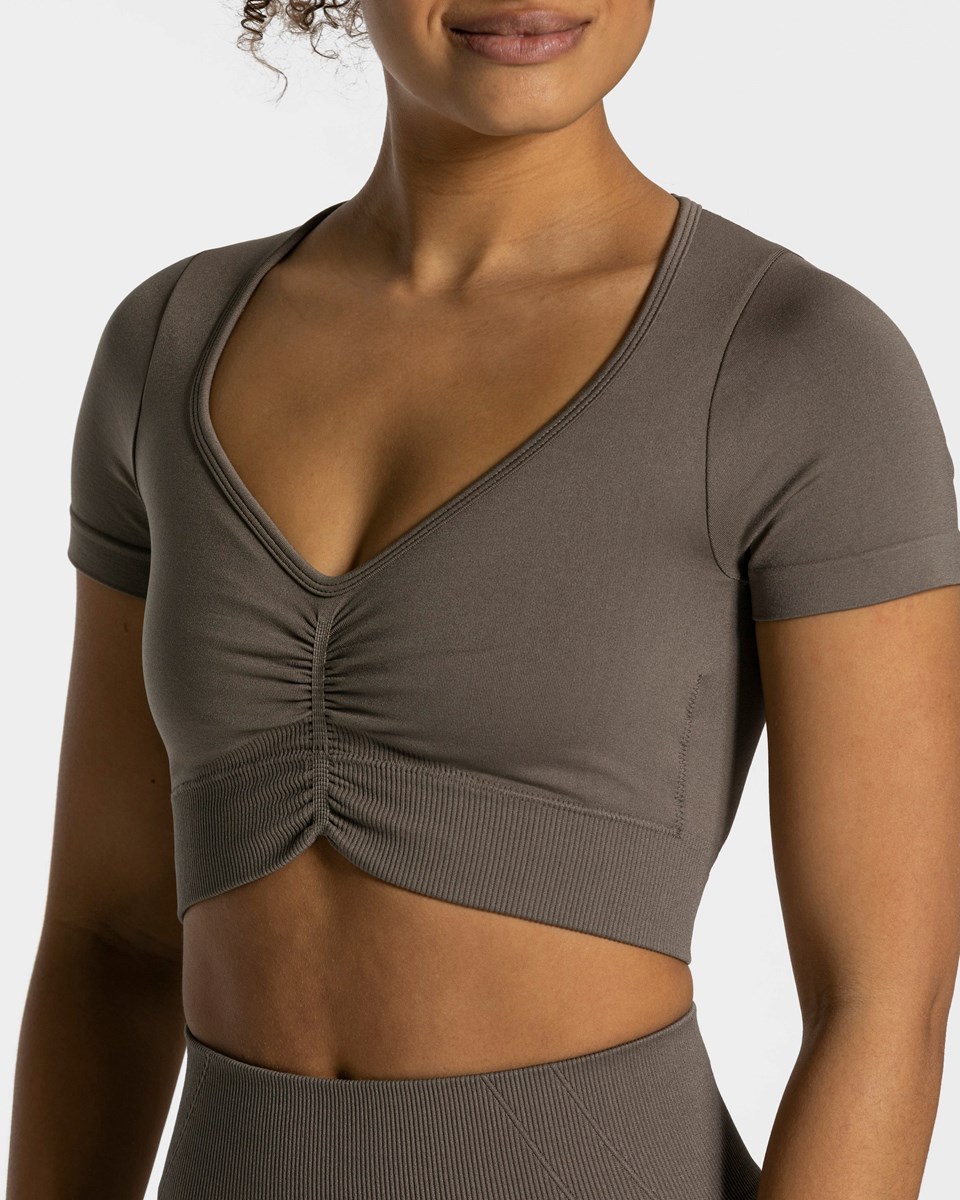 TEVEO Focus Crop Top Taupe | 45362LVXF