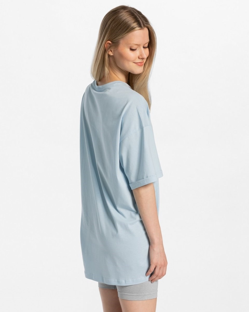 TEVEO Iconic Oversized T-Shirt Niebieskie | 67149SPNX