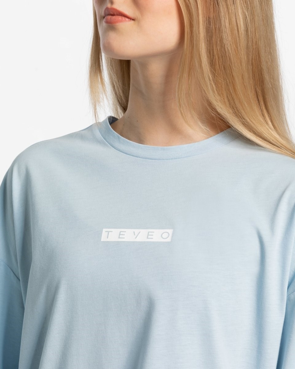 TEVEO Iconic Oversized T-Shirt Niebieskie | 67149SPNX