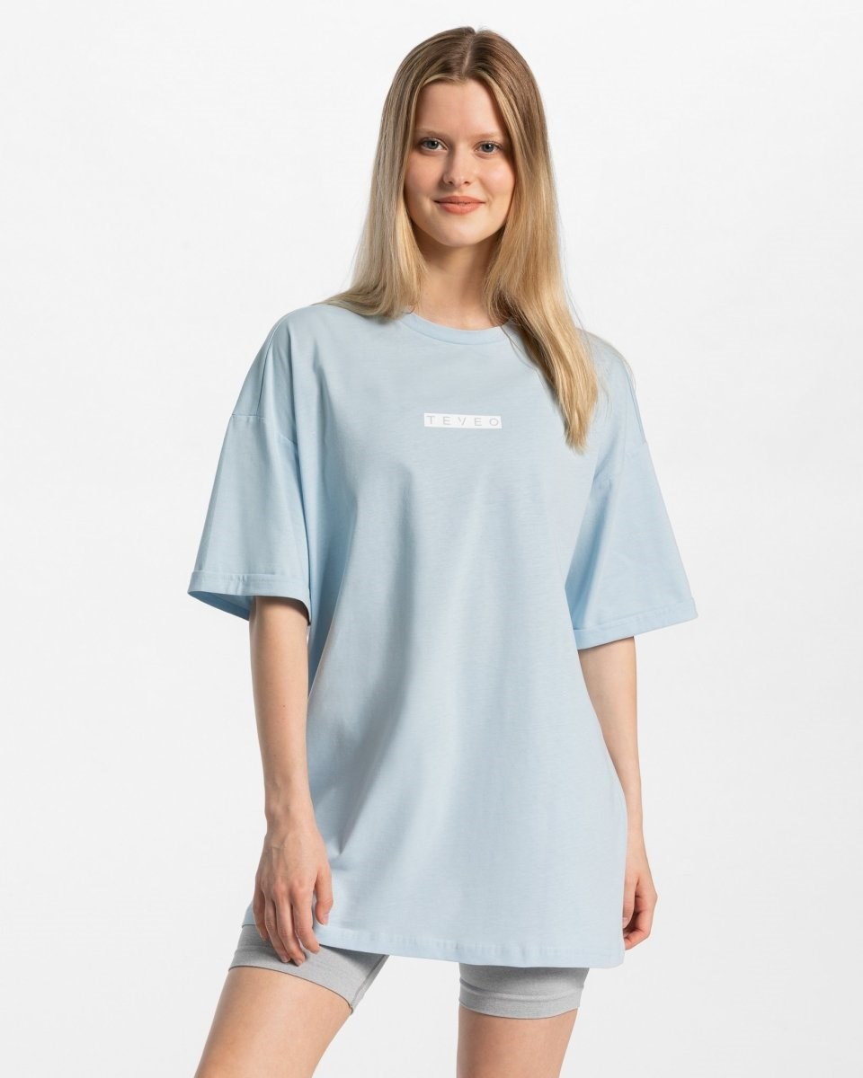 TEVEO Iconic Oversized T-Shirt Niebieskie | 67149SPNX