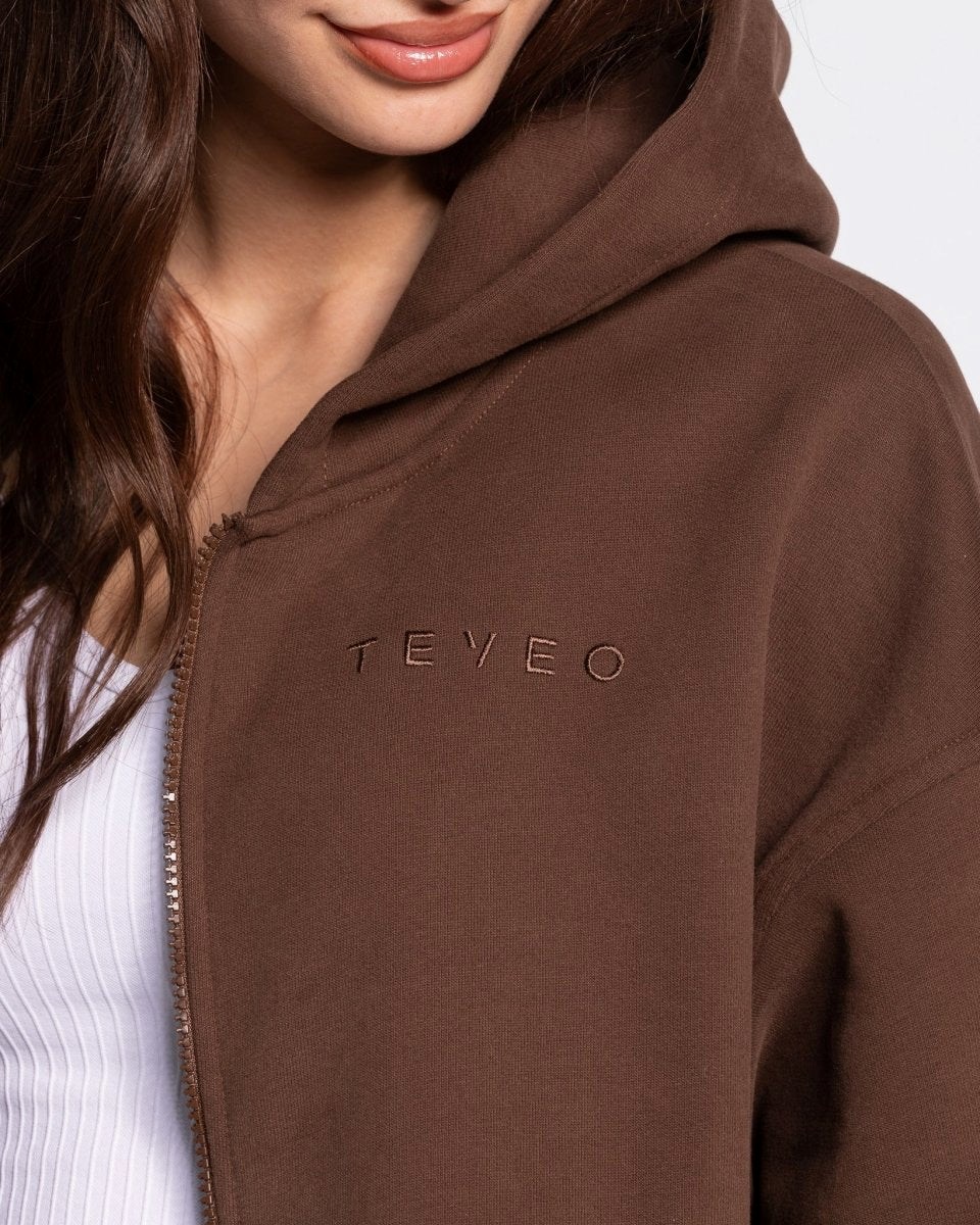 TEVEO Iconic Oversized Zip Hoodie Braun | 73205ODWS