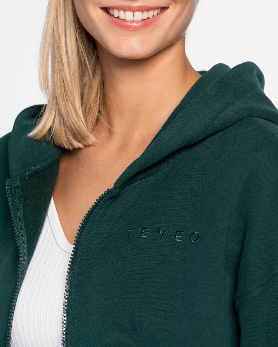 TEVEO Iconic Oversized Zip Hoodie Ciemny Zielone | 73862PISK