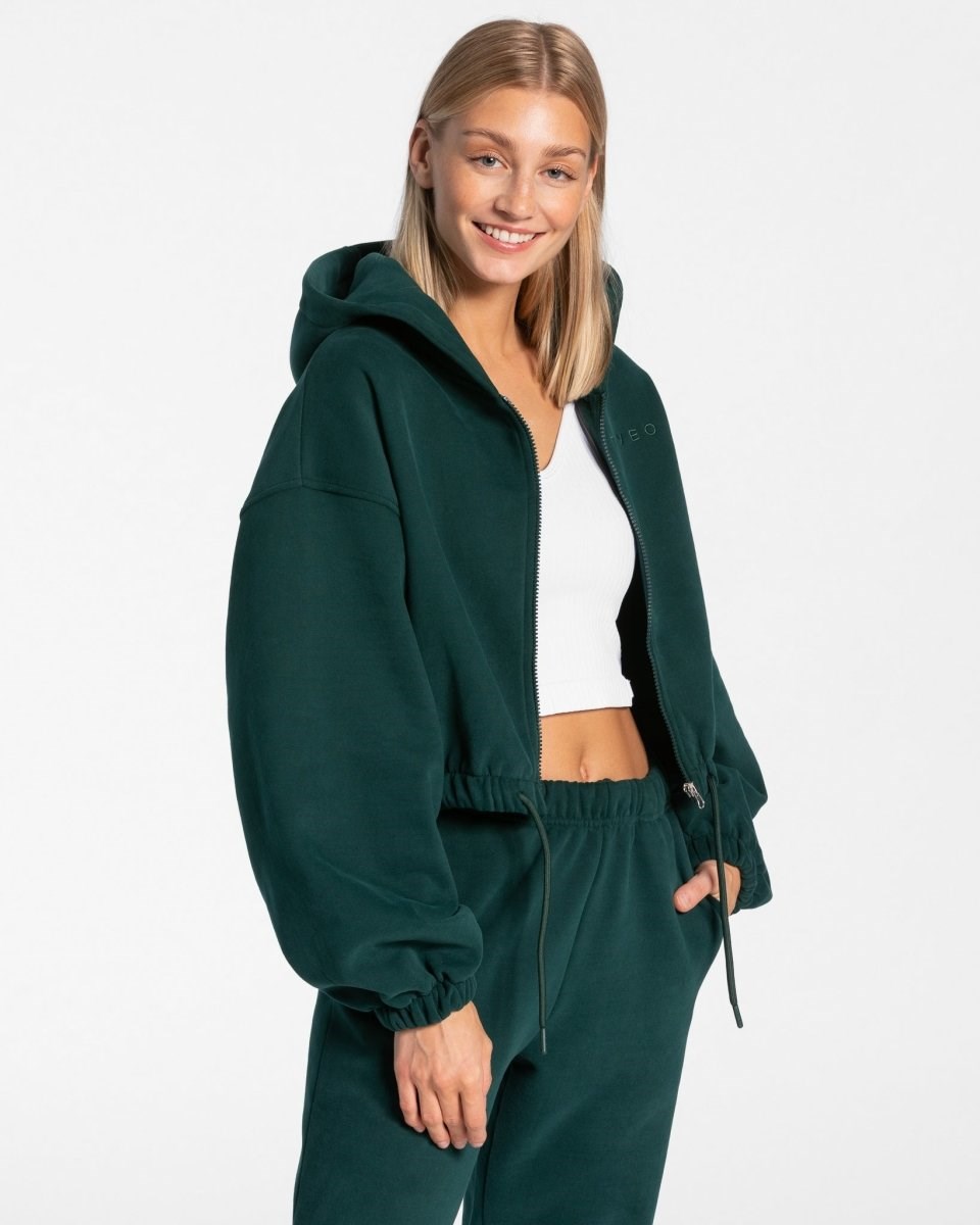 TEVEO Iconic Oversized Zip Hoodie Ciemny Zielone | 73862PISK