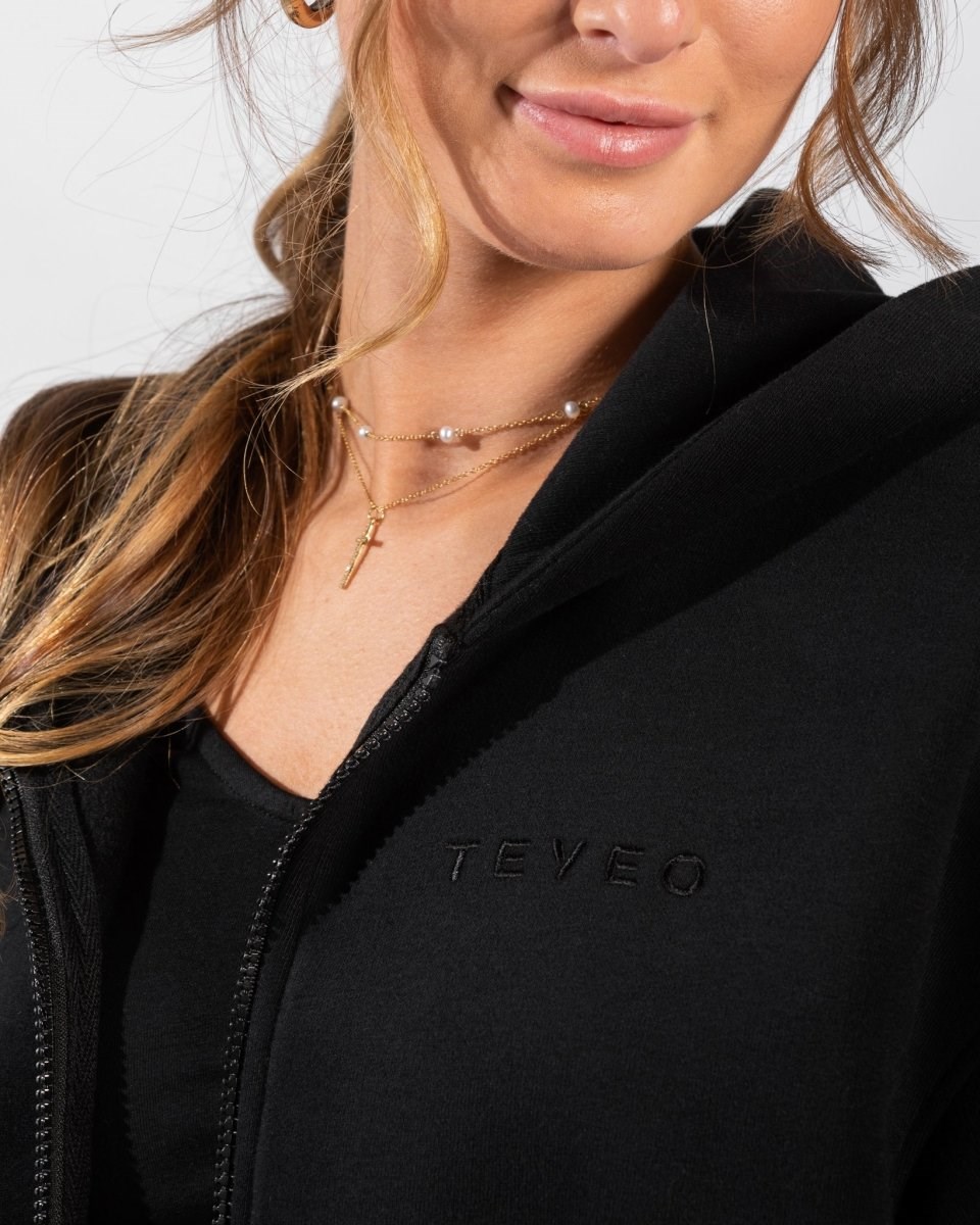 TEVEO Iconic Oversized Zip Hoodie Czarne | 79856RQYE