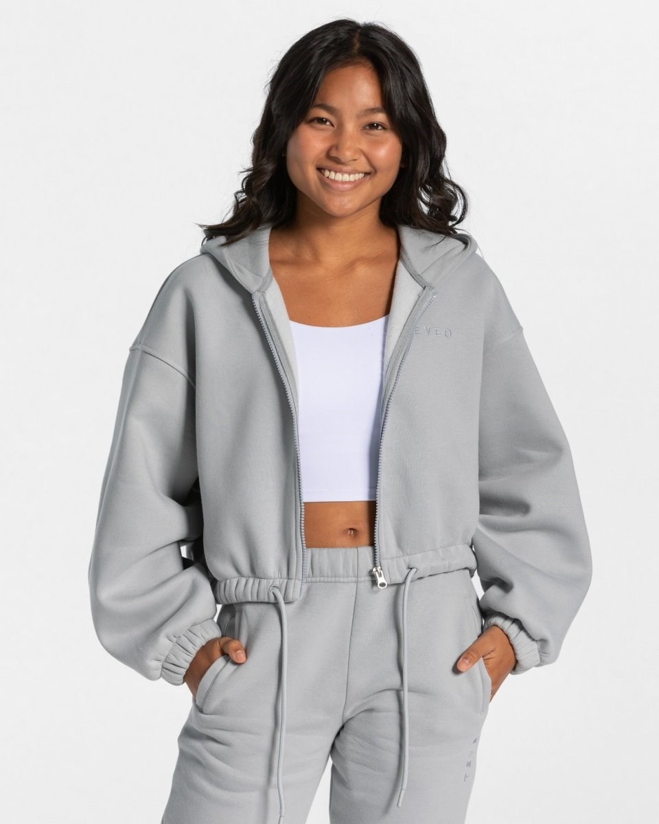 TEVEO Iconic Oversized Zip Hoodie Niebieskie | 73980UKQN