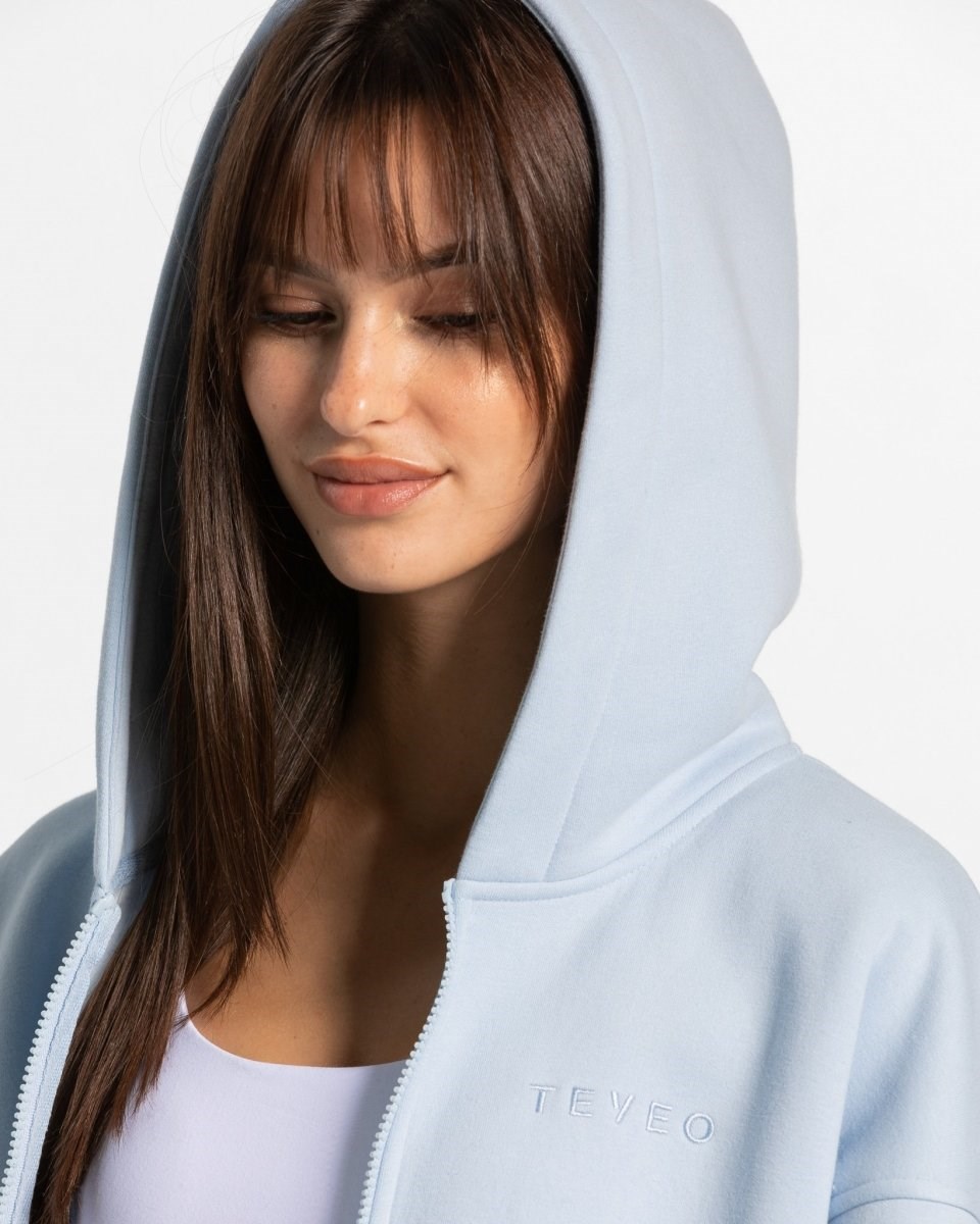 TEVEO Iconic Oversized Zip Hoodie Niebieskie | 74293HKDA