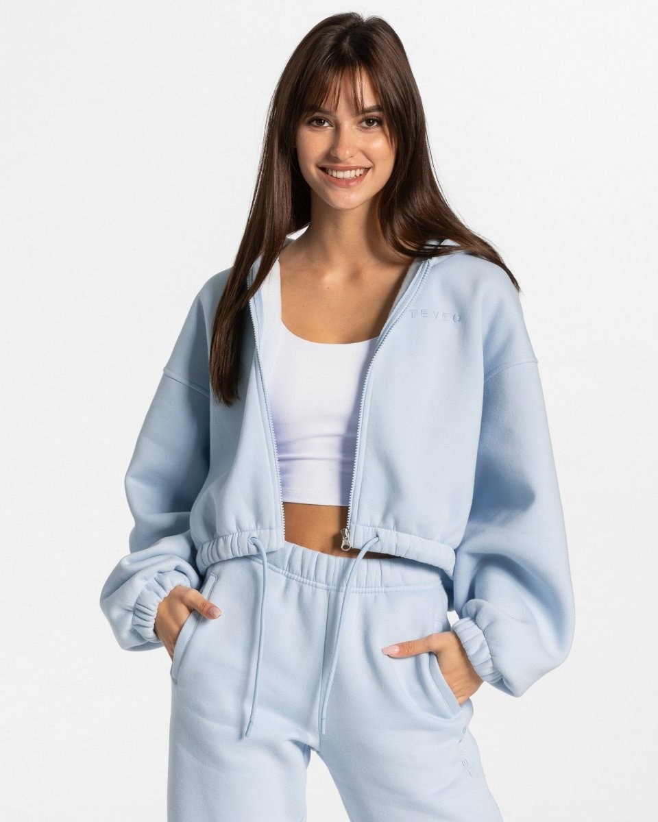 TEVEO Iconic Oversized Zip Hoodie Niebieskie | 74293HKDA