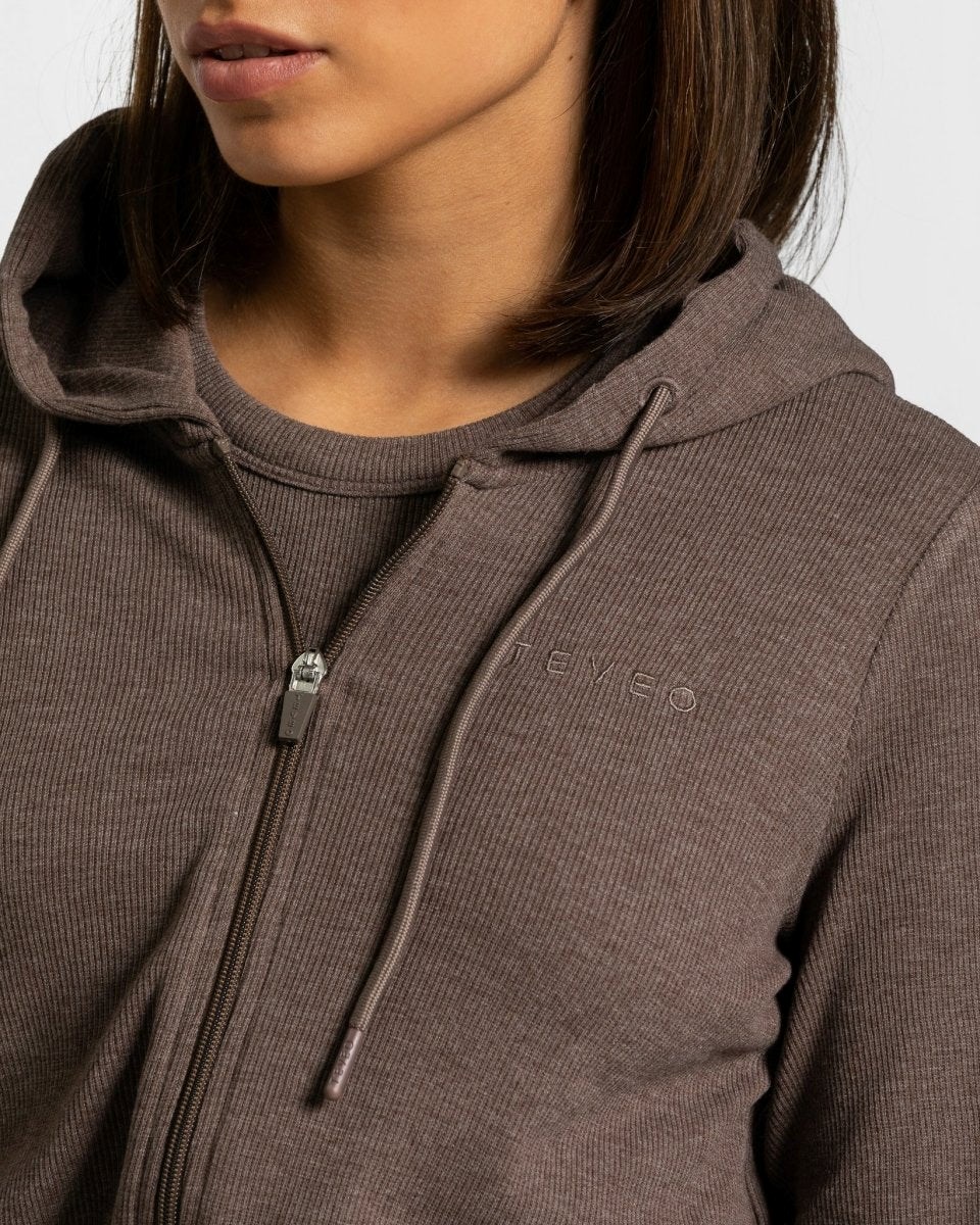 TEVEO Lounge Zip Hoodie Ciemny Brązowe | 64597GBTA