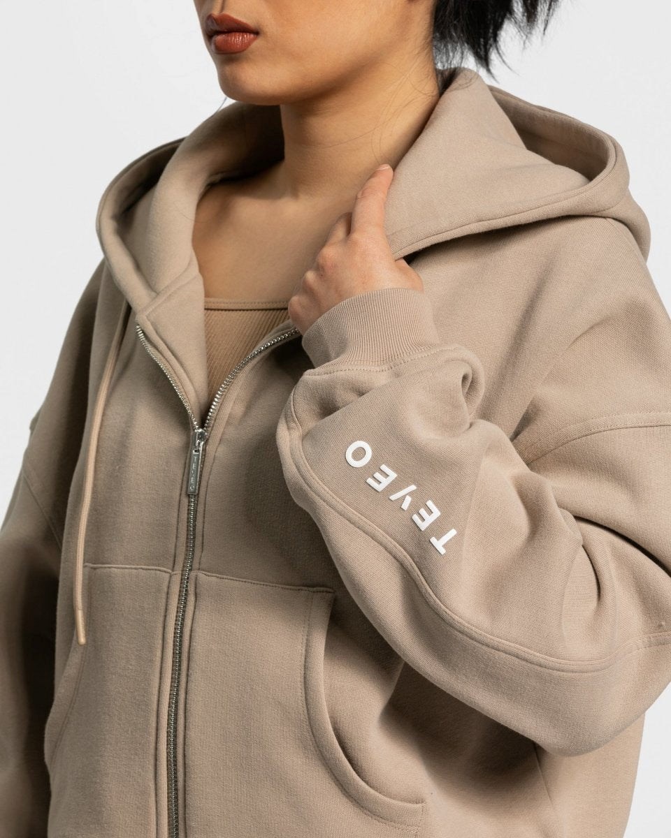 TEVEO Sassy Zip Hoodie Beżowe | 20458LQBC