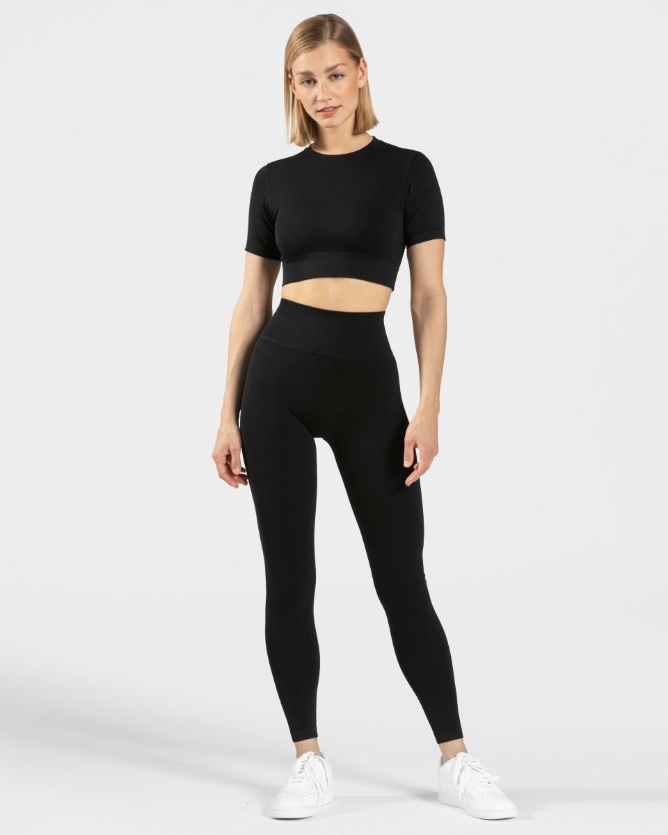 TEVEO Sensation Crop Top Czarne | 69837AHKJ