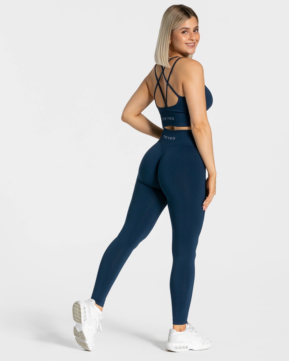 TEVEO Statement Scrunch Leggings Ciemny Niebieskie | 83602QVYU