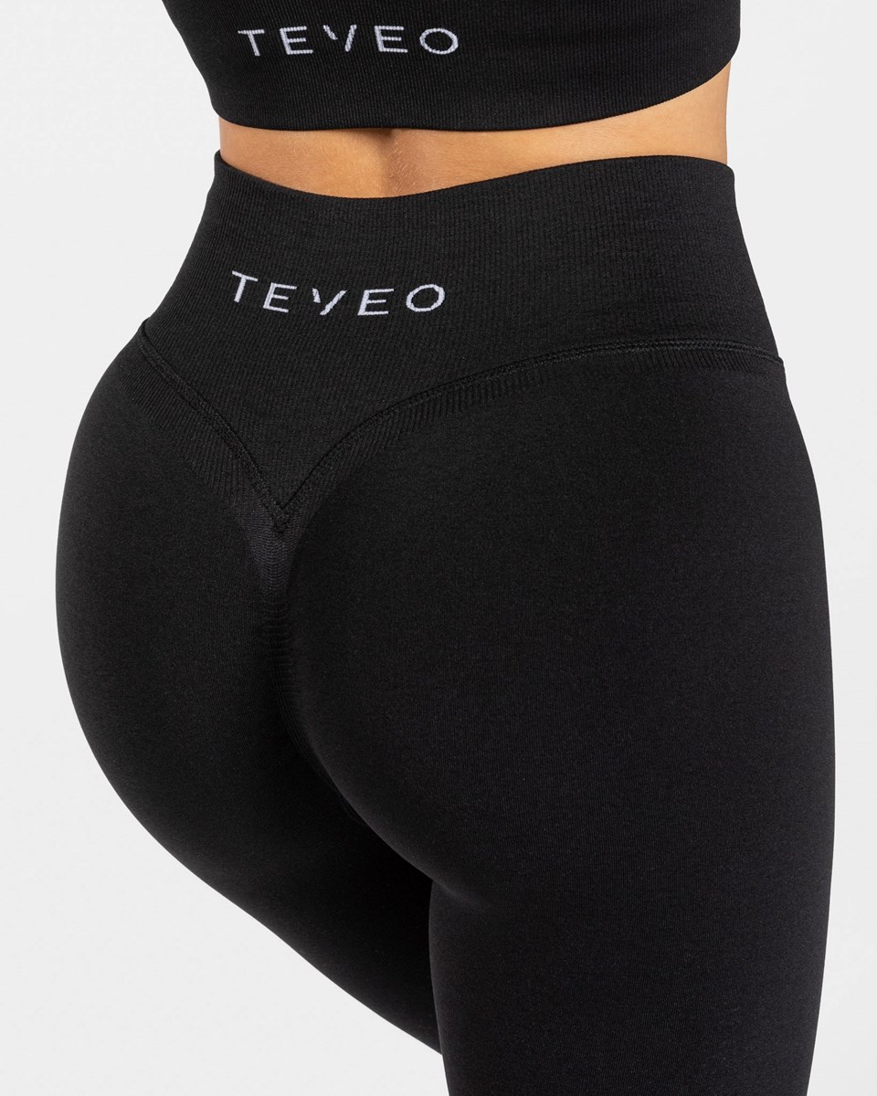 TEVEO Statement Scrunch Leggings Czarne | 01985VSAG