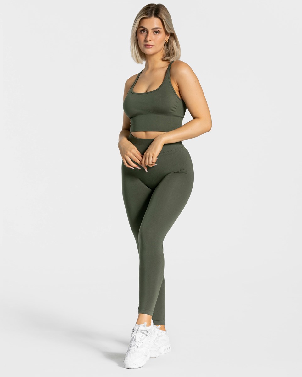 TEVEO Statement Scrunch Leggings Khaki | 28756MNPL