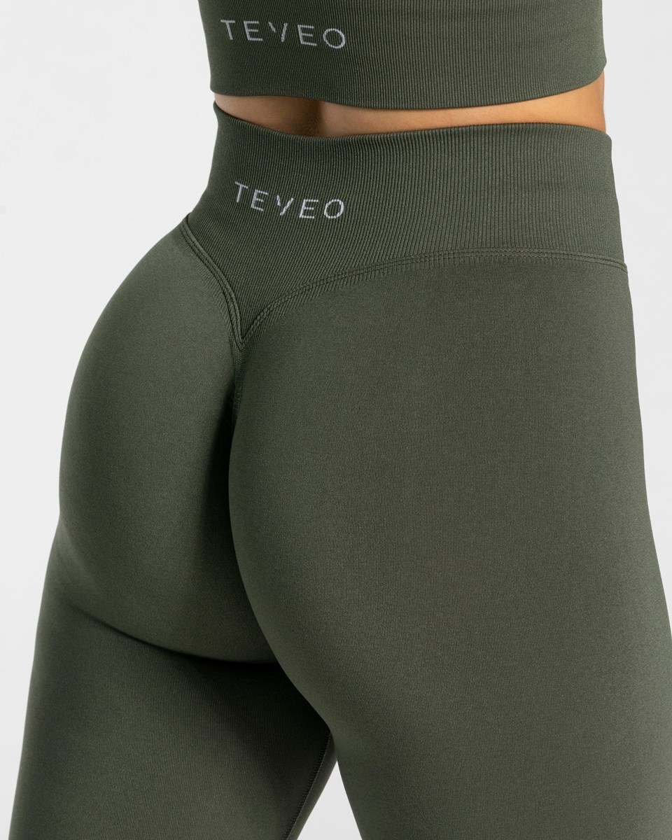 TEVEO Statement Scrunch Leggings Khaki | 28756MNPL