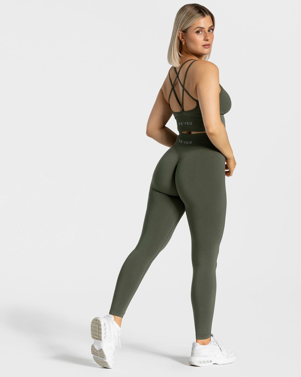 TEVEO Statement Scrunch Leggings Khaki | 28756MNPL