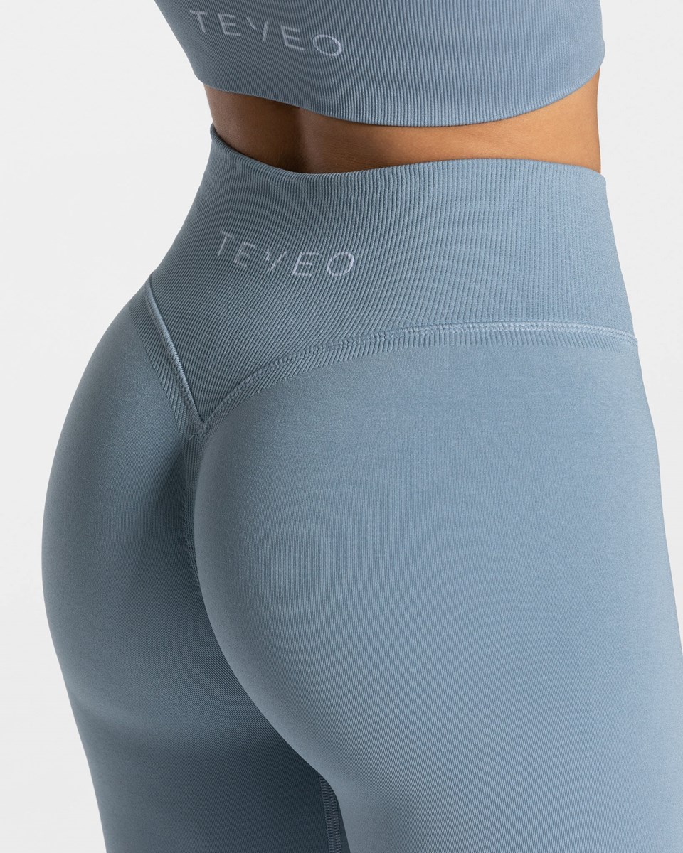 TEVEO Statement Scrunch Leggings Niebieskie | 51027DFXM