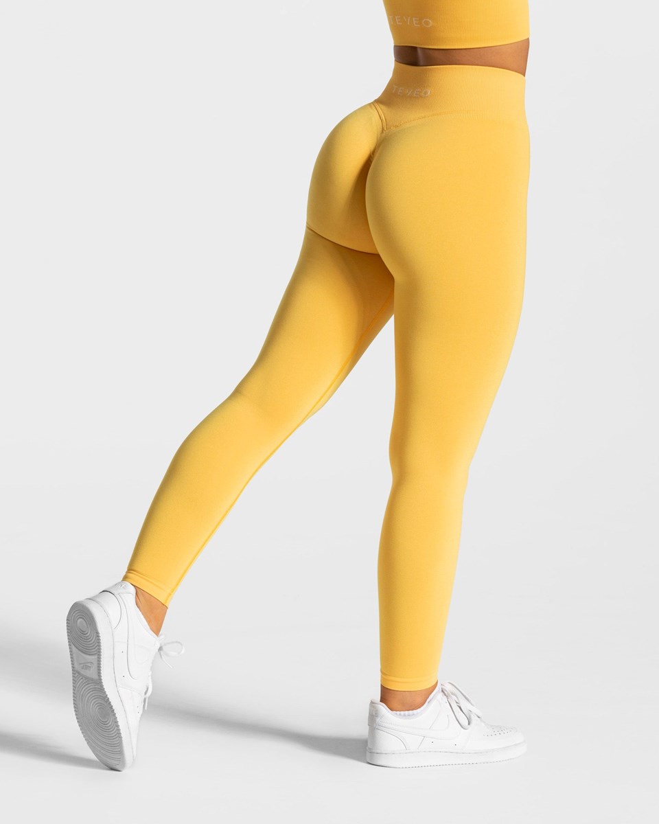 TEVEO Statement Scrunch Leggings Żółte | 38127AJLI