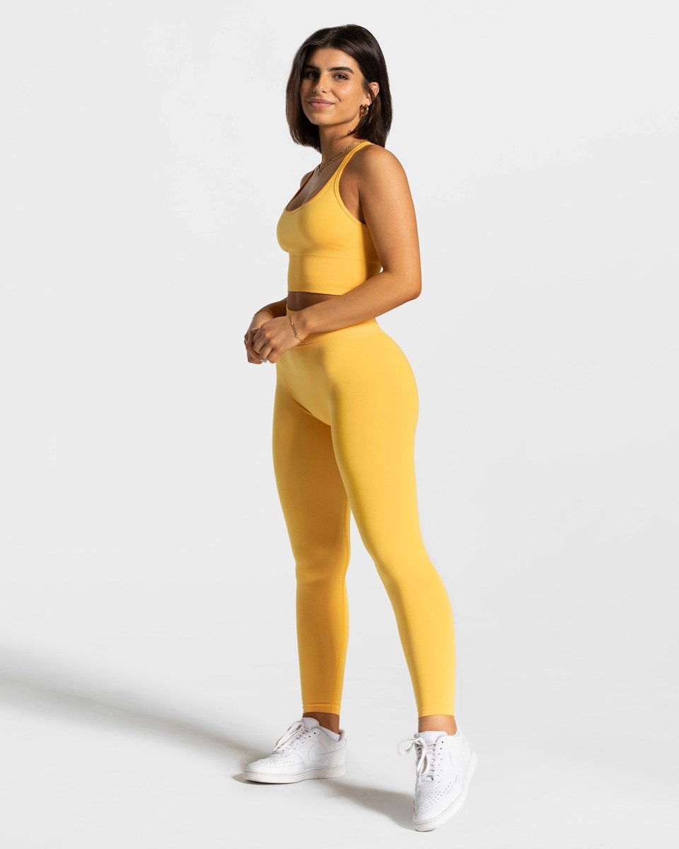 TEVEO Statement Scrunch Leggings Żółte | 38127AJLI