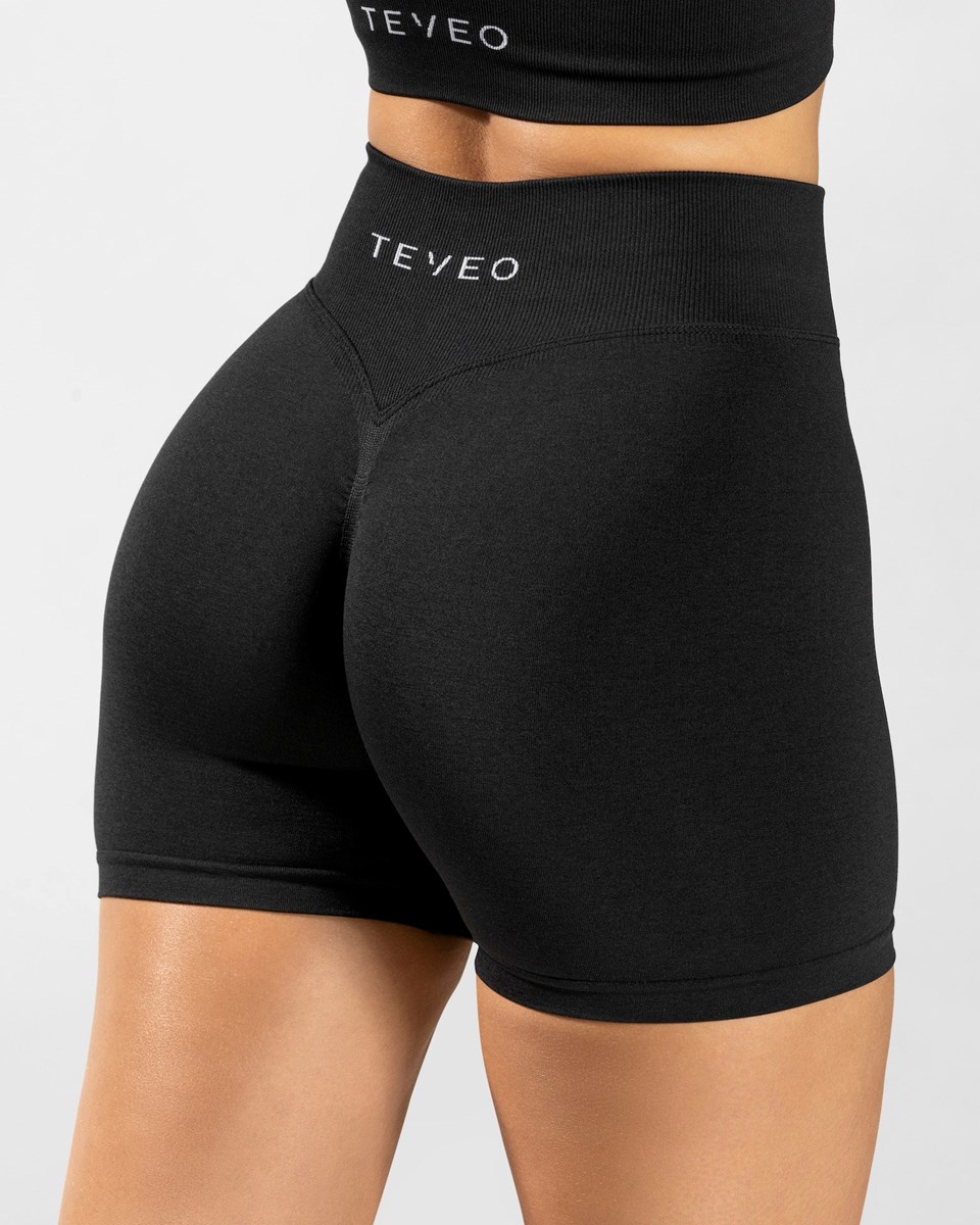 TEVEO Statement Scrunch Shorts Czarne | 20346VDSP