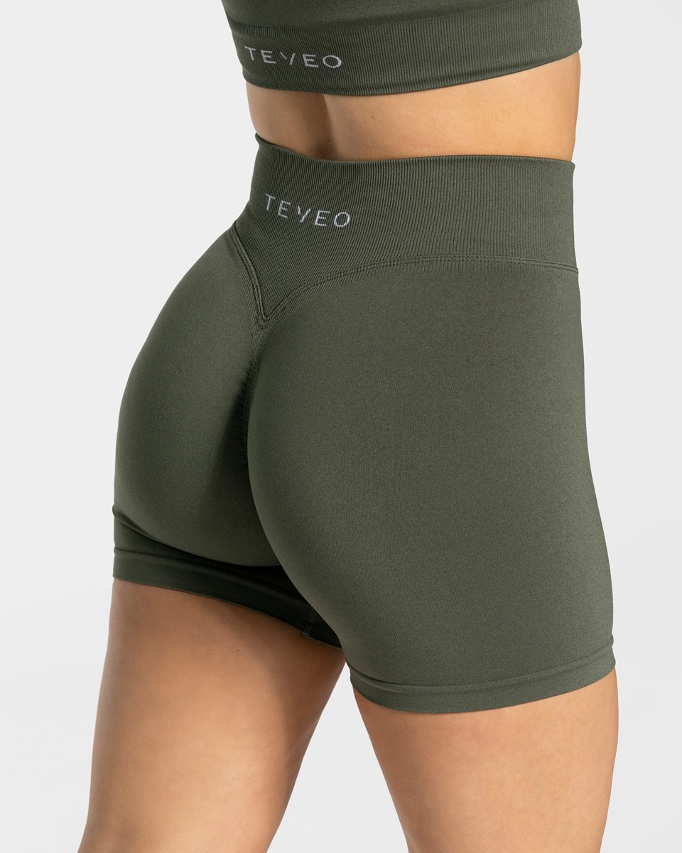 TEVEO Statement Scrunch Shorts Khaki | 30489RCIJ