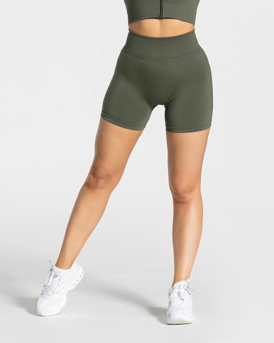 TEVEO Statement Scrunch Shorts Khaki | 30489RCIJ