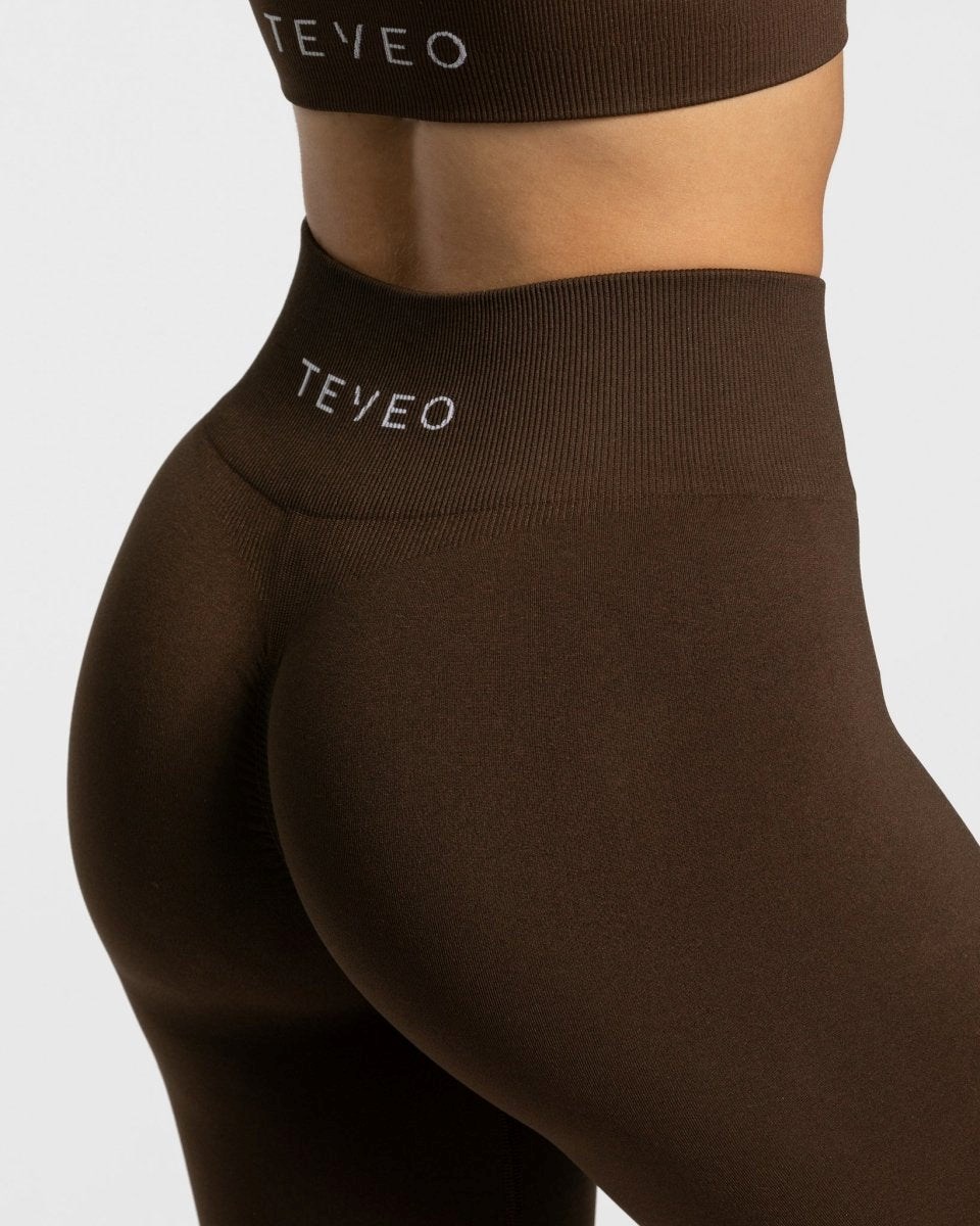 TEVEO Timeless Scrunch Leggings Ciemny Brązowe | 19084OUAT