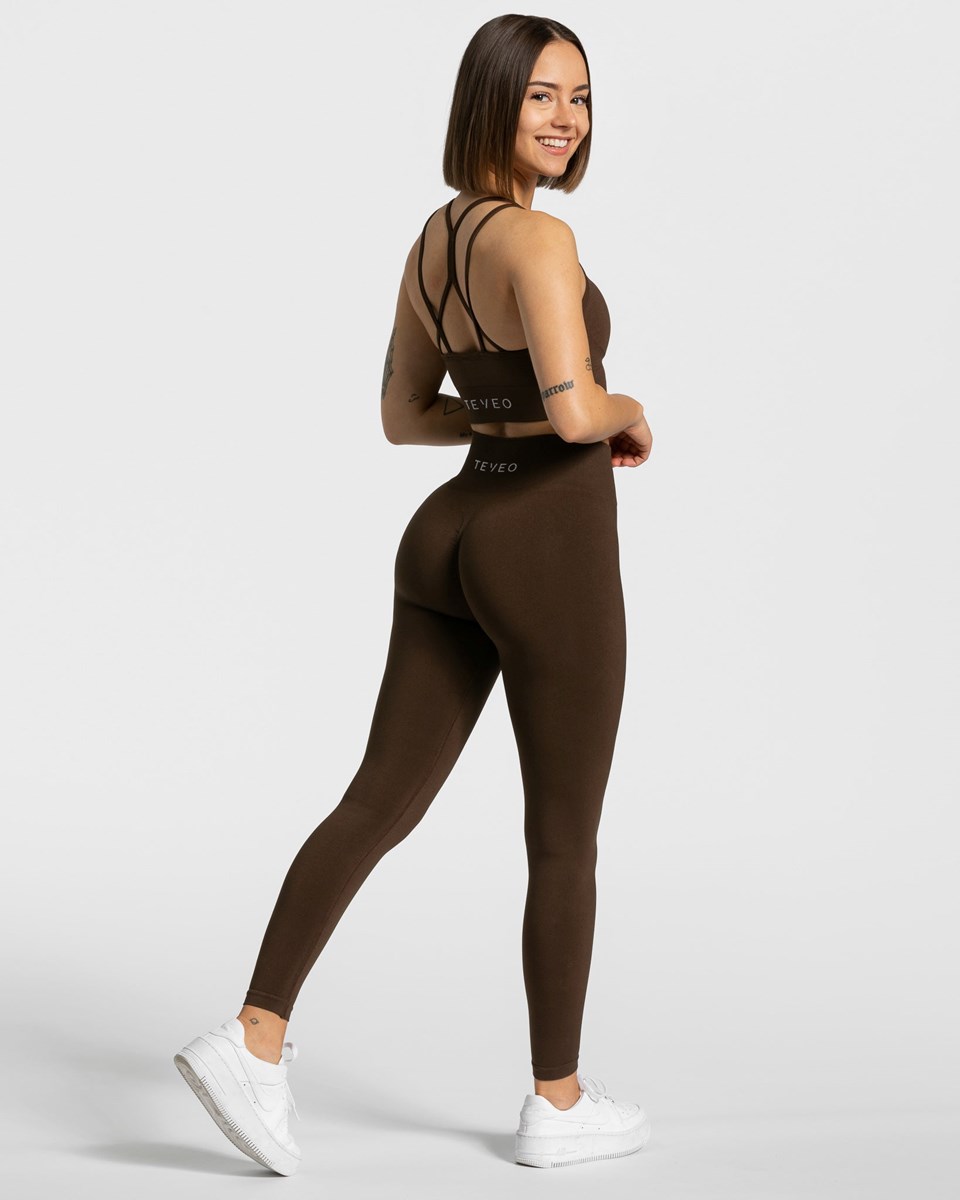 TEVEO Timeless Scrunch Leggings Ciemny Brązowe | 19084OUAT