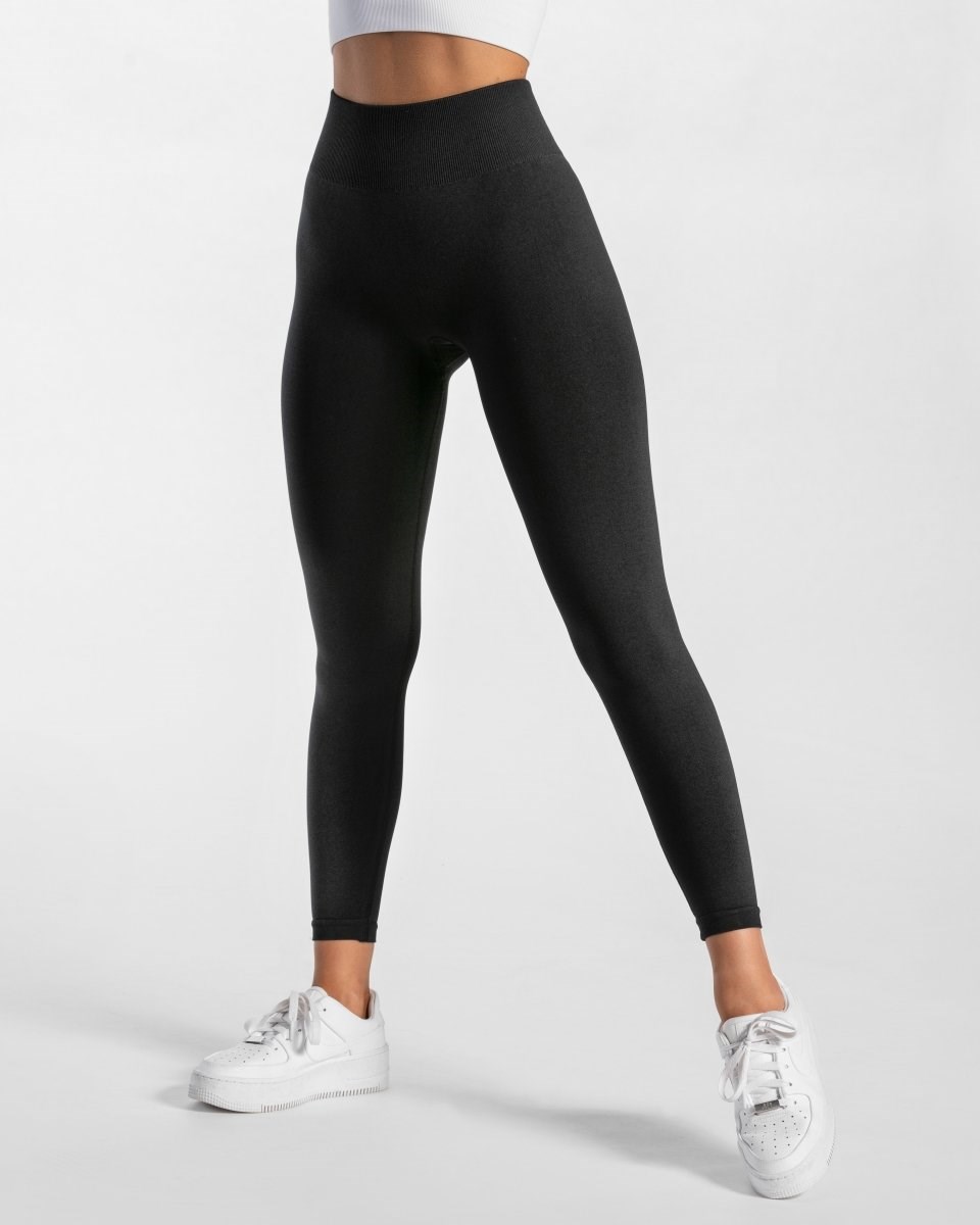 TEVEO Timeless Scrunch Leggings Czarne | 76823ZDVB